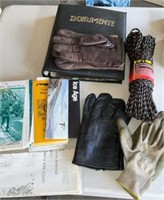 Driving Gloves, 150’ Rope, Local Maps, Binder