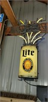 Miller Lite Lighted Flashing OPEN Sign &Trays