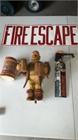 Fire Escape Sign, Wood Figurine, Mug, Shot Pump