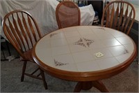 4’ Round Tile Top Table & 3 Chairs