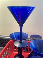 6 Cobalt Martini Glasses