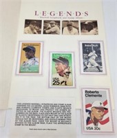 Legends baseball stamps & cards scrapbook