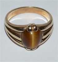 Gents Cats Eye 10K Gold Ring Size 9.5  6 Grams