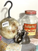 Onyx Weight ~ Butter Nut Jar & tiny oil can