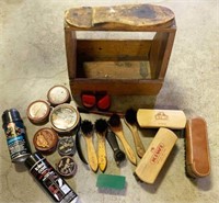 Vintage Shoe Box with Shoe Handle & Supplies