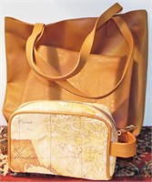 Brown Shoulder Tote, Change Purse & Cosmetic Case