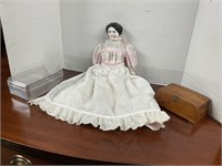 DOLL WITH TWO STORAGE BOXES
