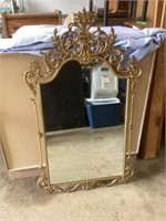 Ornate Victorian Brass Mirror,48” High 28” Wide