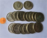 (2) 1964 & (18) 65-69 Kennedy Half Dollars
