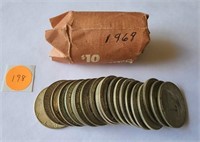 1969 Kennedy Half Dollar Roll