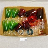 Forest Green & Ruby Glasses Lot