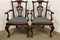 Pair Chippendale style arm chairs