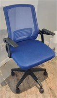 Blue office adjustable chair on wheels