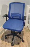 Blue office adjustable chair on wheels