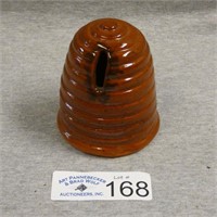Foltz Pottery Redware Beehive Bank- 3.5"