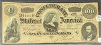 1864 Confederate $100 “Lucy Pickens” Note T-65