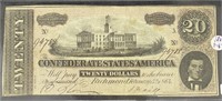 1864 Confederate $20  (T-67) “Nashville Capitol"