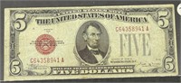 Series 1928-D $5 Red Seal US Note