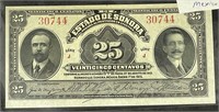 1915 Mexican Revolutionary 25 centavos Note
