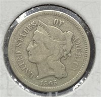 Three Cent Nickel:  1865