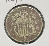 Shield Nickels: 1867 without Rays