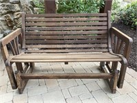Porch / Patio Gliding Wood Bench is 50 x 32 x 21