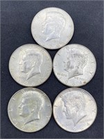 (5) Silver Kennedy Half Dollars