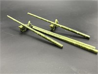 (2) Pairs of Jade Chopsticks with Stands