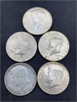(5) Kennedy Silver Half Dollars