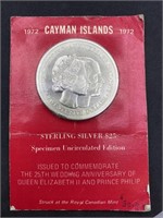 1972 Sterling Silver Cayman Islands $25 Coin