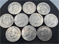 (10) 1974 Eisenhower Dollars