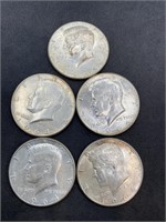 (5) Kennedy Silver Half Dollars