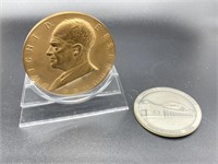 (2) Medals: Bronze Commemorative & Pewter Masonic