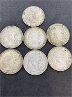 (7) Silver German 2 Deutsche Reich Coins