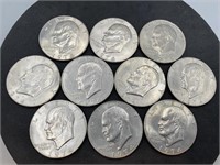 (10) 1974 Eisenhower Dollar Coins