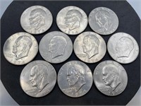 (10) 1974 Eisenhower Dollars
