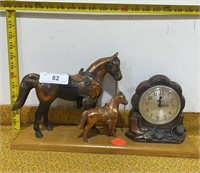Vintage Copper Horse Mantle Clock -Needs Wiring