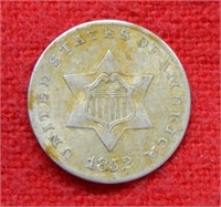 1852 Silver Three Cent Nickel