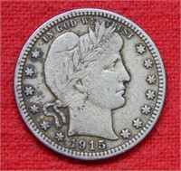 1915 D Barber Silver Quarter