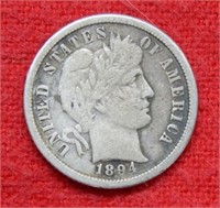 1894 O Barber Silver Dime