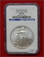 2010 American Eagle NGC MS70 1 Ounce Silver