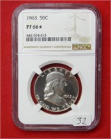 1963 Franklin Silver Half Dollar NGC PF66*