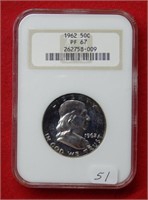 1962 Franklin Silver Half Dollar NGC PF67
