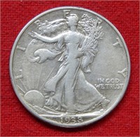 1938 D Walking Liberty Silver Half Dollar