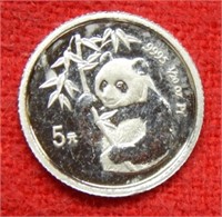1995 China 1/20th Platinum Panda 5 Yuan