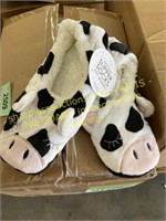24 Pairs Cow Slippers with Grippers size S/M