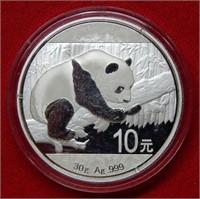 2016 Chinese Panda 10 Yuan 30g Silver Round