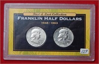 2PC Franklin Silver Half Dollars-First & Last Coll