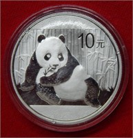 2015 Chinese Panda 10 Yuan 1 Ounce Silver Round
