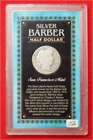 1902 S Barber Silver Half Dollar w/ Story